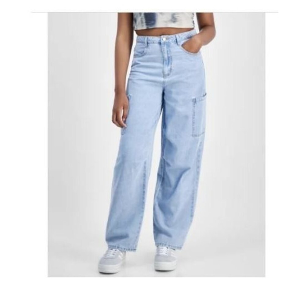 Tinseltown Juniors Baggy Wide‑Leg Cargo Jeans Sadie Wash Size 1 NWT